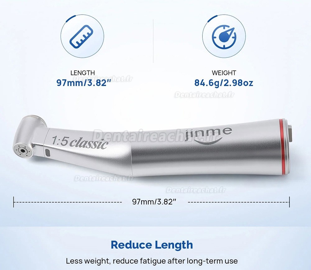 Contre angle bague rouge dentaire Jinme W15LW à fibre optique